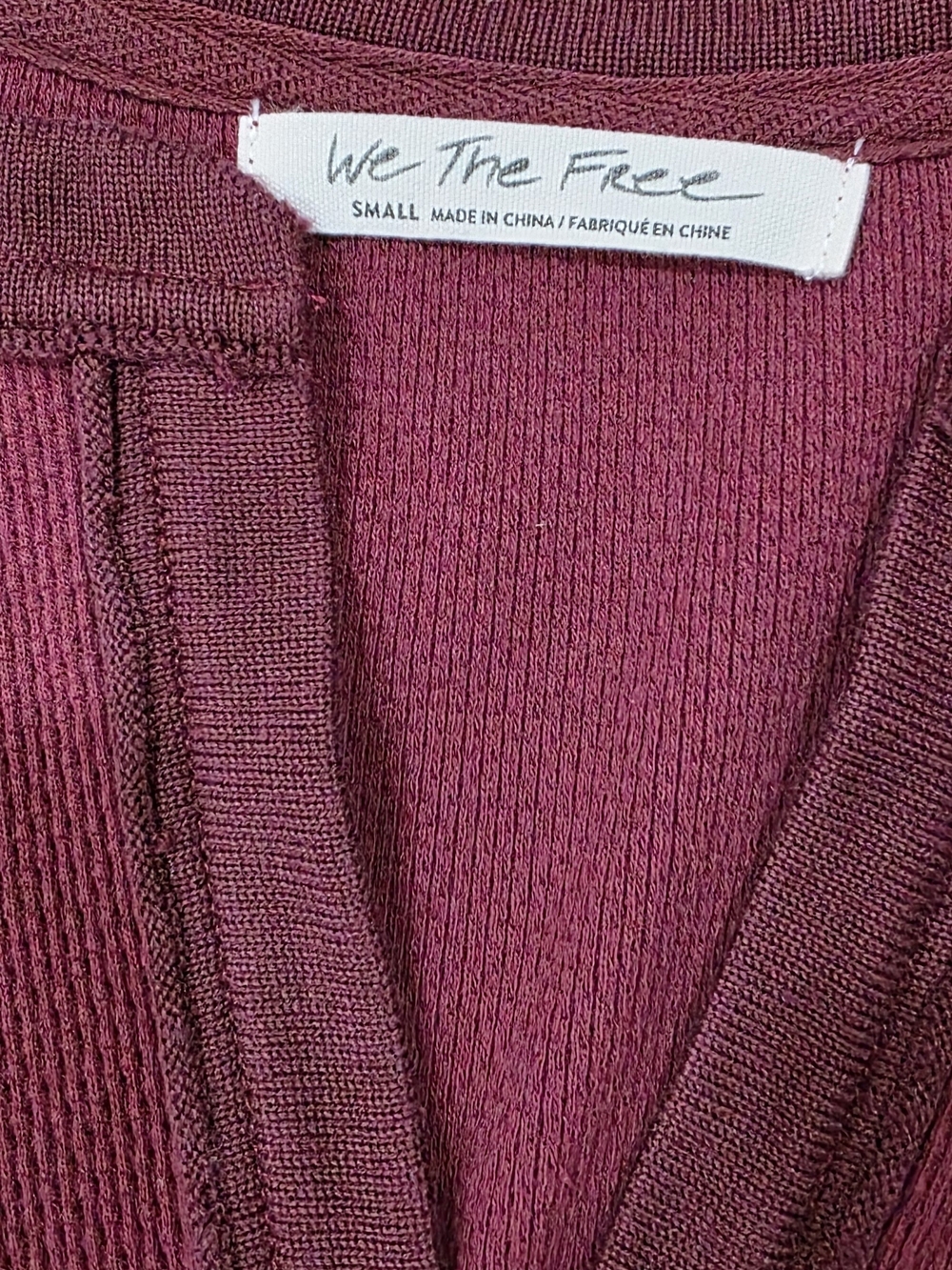 We The Free Burgundy Long Sleeve with Patterned Cuffs Small - Picture 6 of 6